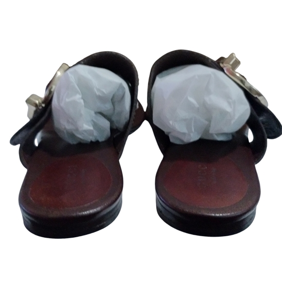 Gucci Buckle Accent Leather Thong Sandals in Burgundy Women's 7B - Picture 6 of 6